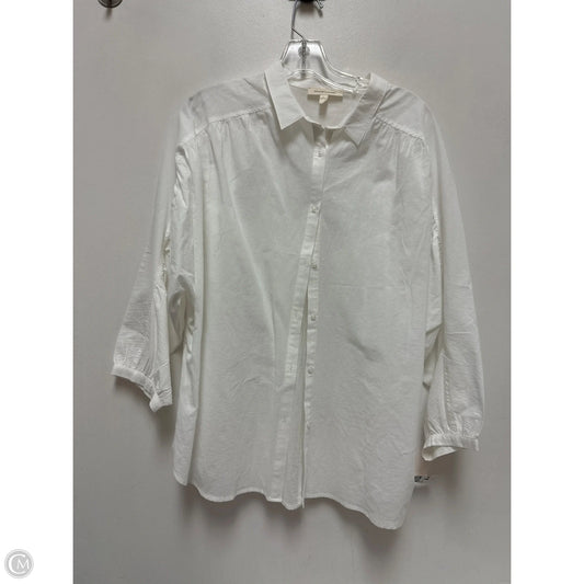 Blouse Long Sleeve By Grade & Gather In White, Size: L