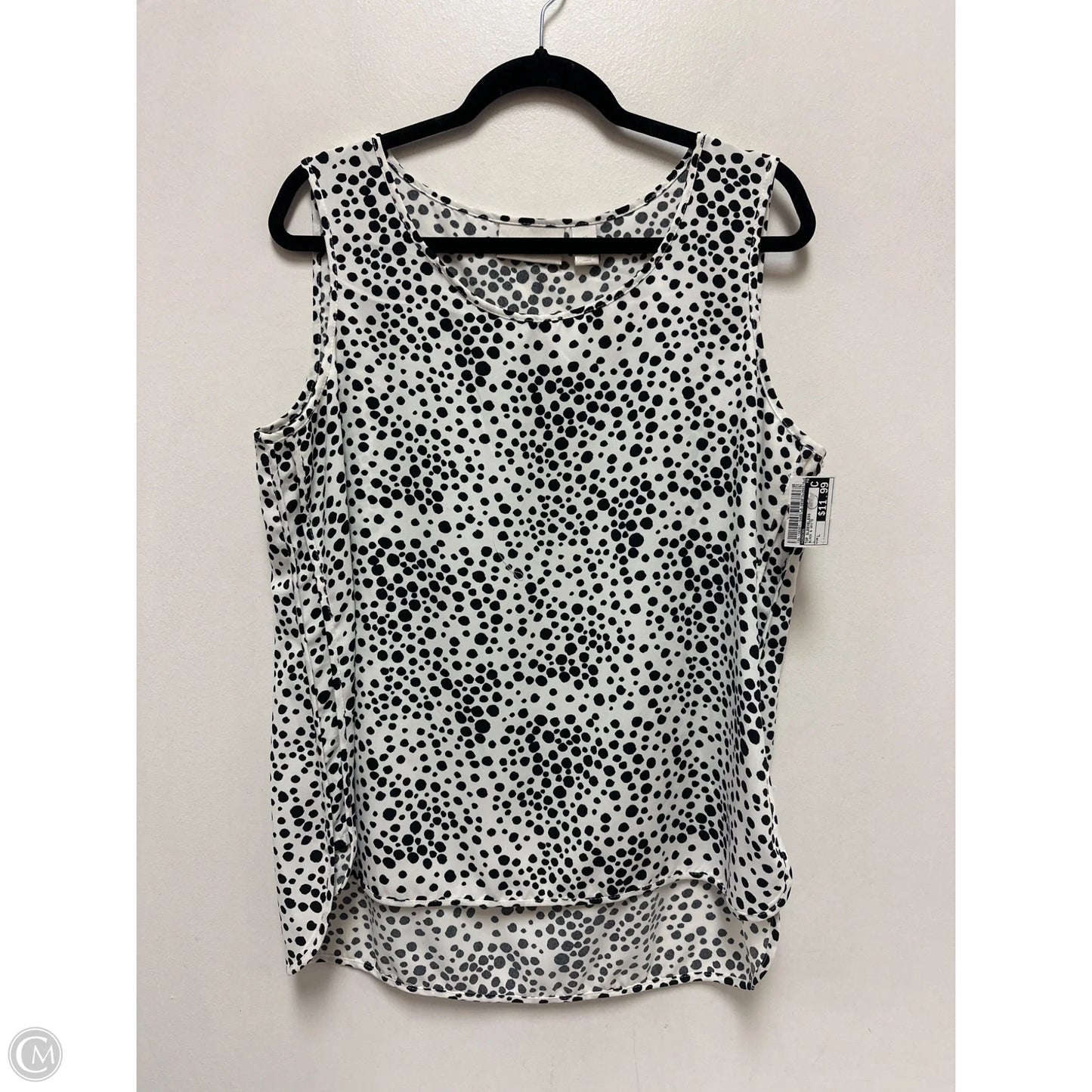 Top Sleeveless By Chicos In Black & White, Size: L