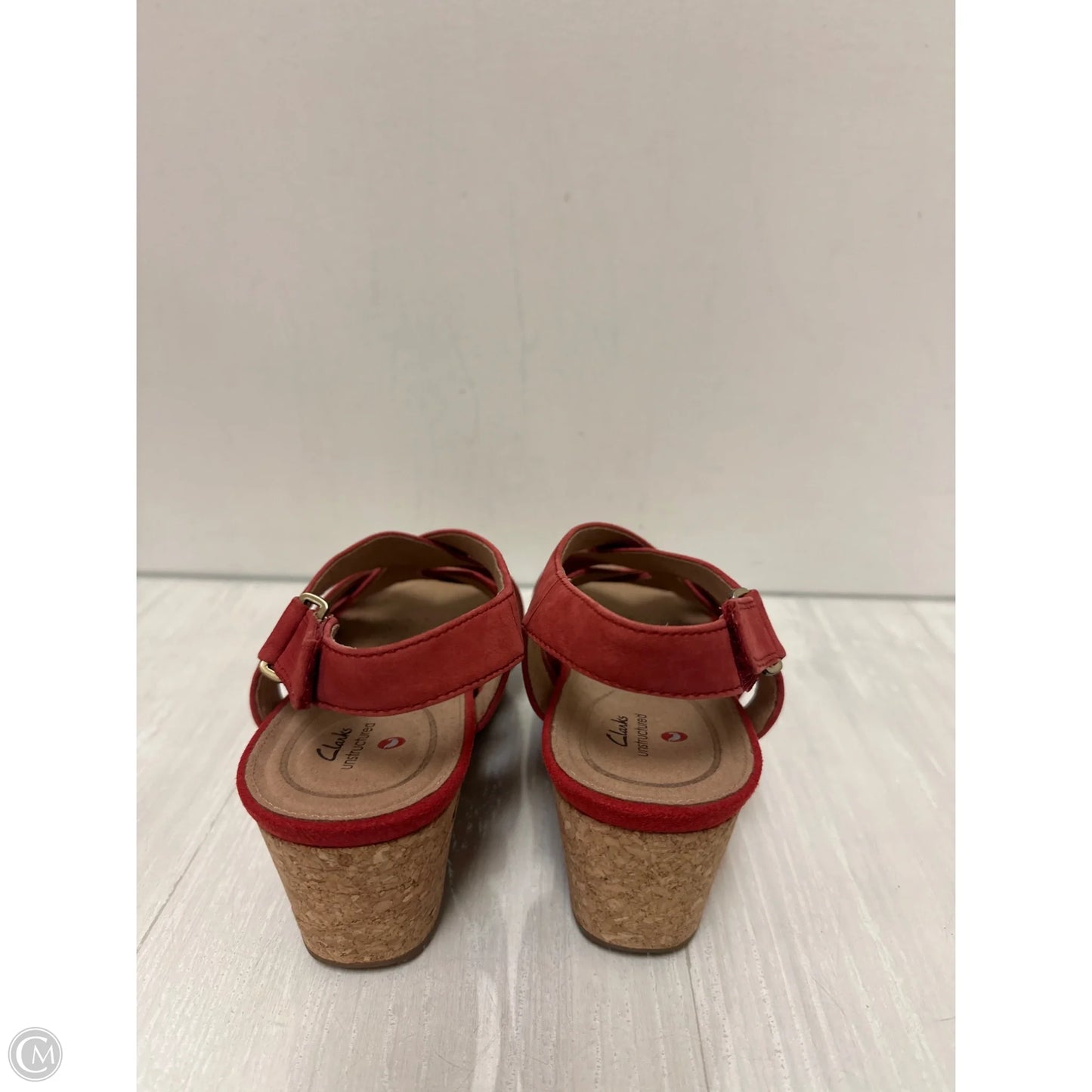 Sandals Heels Wedge By Clarks In Red, Size: 7