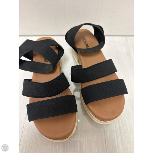 Sandals Heels Wedge By Cushionaire In Black, Size: 6.5