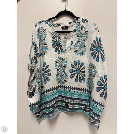 Top Short Sleeve By Gigio In Blue & Cream, Size: L