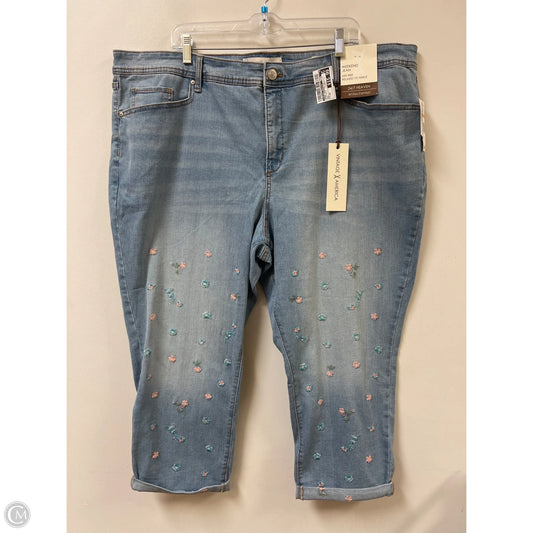 Jeans Cropped By Vintage America In Blue Denim, Size: 24