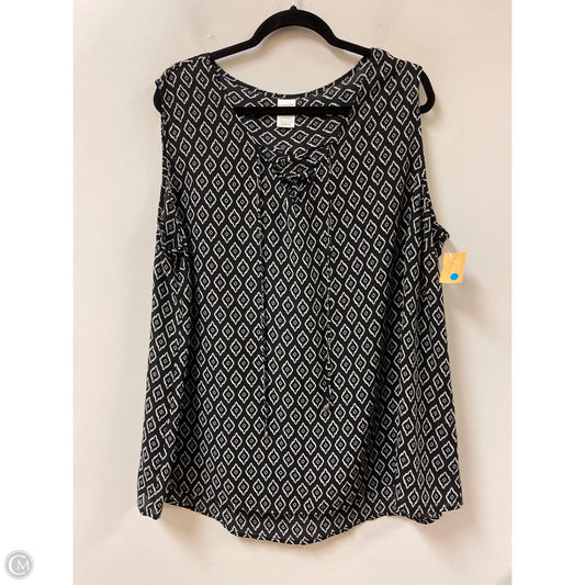 Top Sleeveless By Terra & Sky In Black & White, Size: 2x