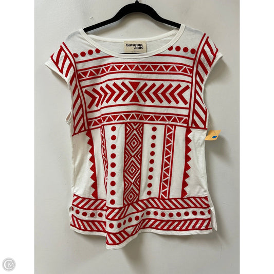 Top Sleeveless By Savanna Jane In Red & White, Size: S