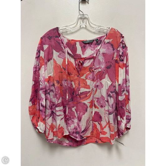 Top Long Sleeve By Mlle Gabrielle In Orange & Pink, Size: M