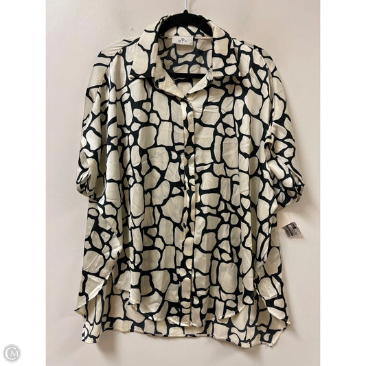 Blouse Short Sleeve By Clothes Mentor In Black & Cream, Size: S