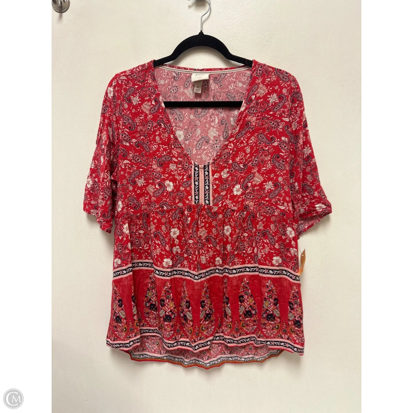 Top Short Sleeve By Knox Rose In Red, Size: M
