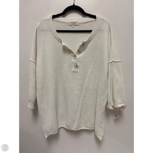 Sweater Short Sleeve By Andree By Unit In White, Size: L