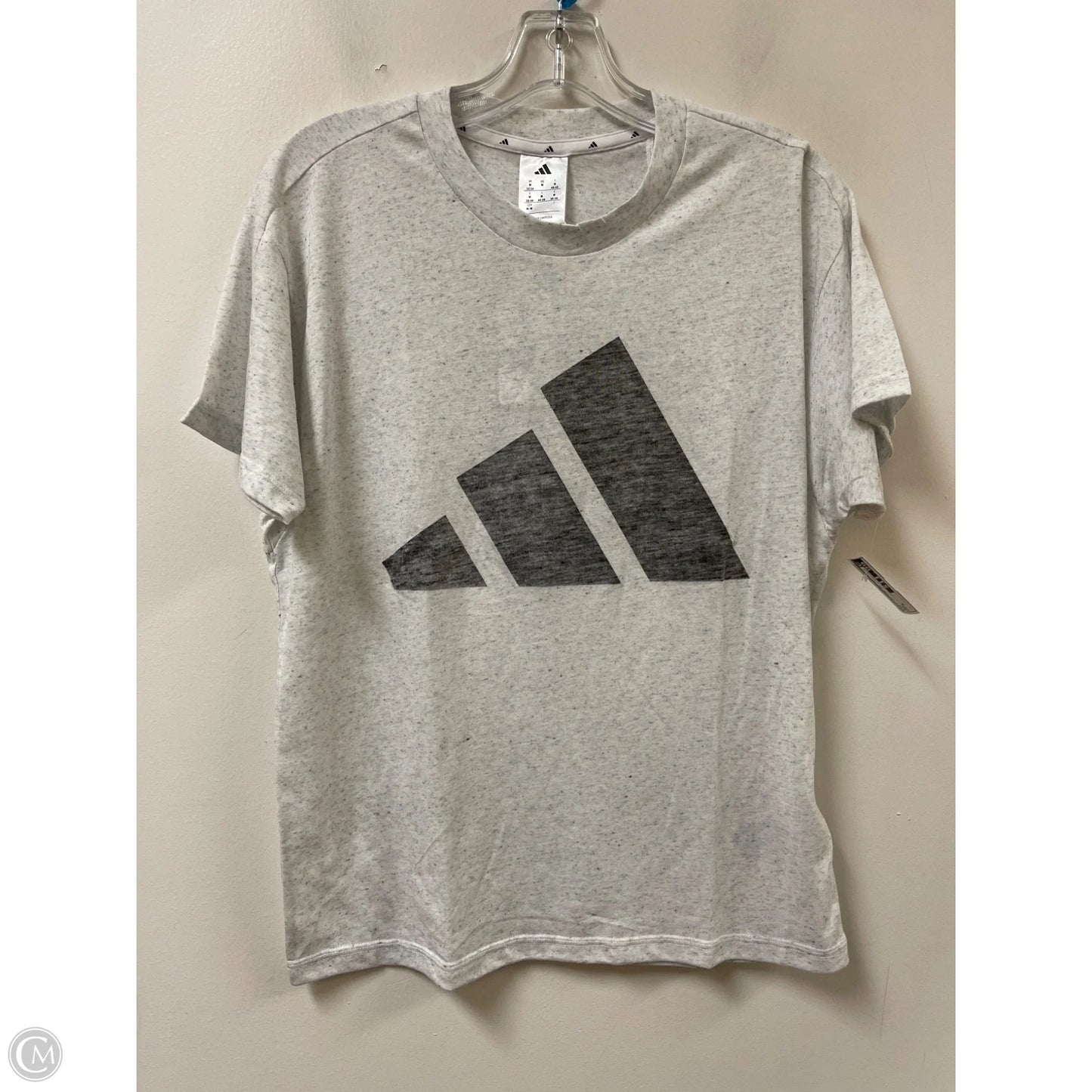 Athletic Top Short Sleeve By Adidas In Grey, Size: M