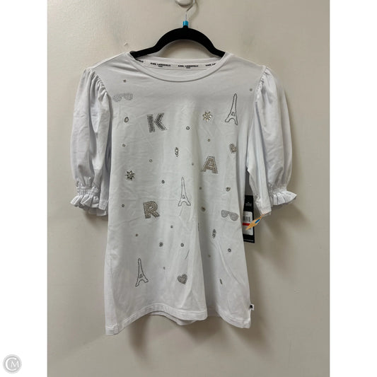 Top Short Sleeve Designer By Karl Lagerfeld In White, Size: Xs