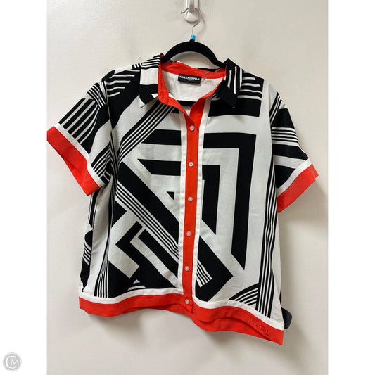 Blouse Designer By Karl Lagerfeld In Black & White, Size: Xl