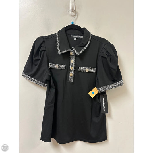 Top Short Sleeve Designer By Karl Lagerfeld In Black, Size: M