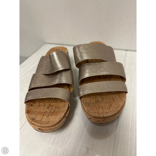 Sandals Heels Wedge By Kork Ease In Gold, Size: 8