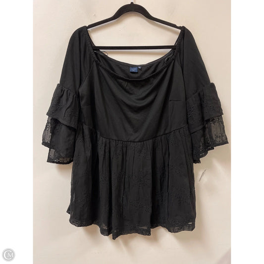 Top Long Sleeve By Kaari Blue In Black, Size: 2x