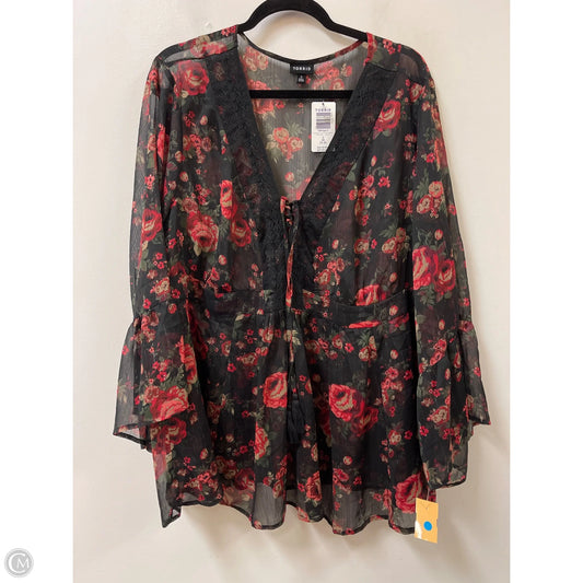 Top Long Sleeve By Torrid In Black & Red, Size: 3x