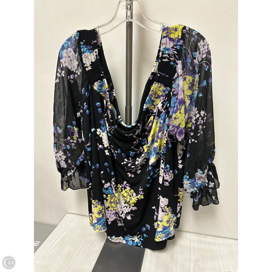 Top Long Sleeve By Torrid In Black & Purple, Size: 3x