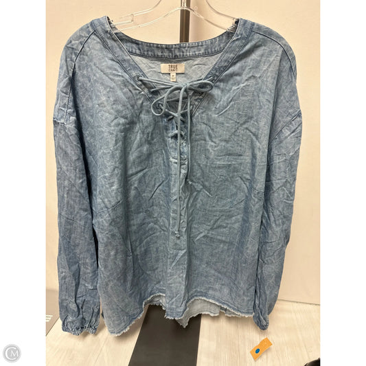 Top Long Sleeve By True Craft In Blue, Size: 2x