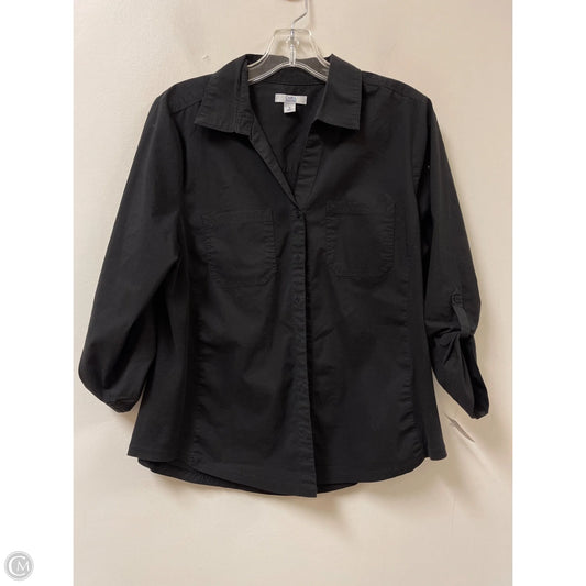 Blouse Long Sleeve By Croft And Barrow In Black, Size: M