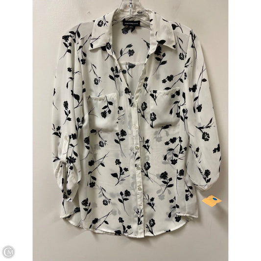 Blouse Long Sleeve By Fortune & Ivy In Black & White, Size: L