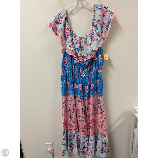 Dress Casual Maxi By Impressions In Blue & Pink, Size: 2x