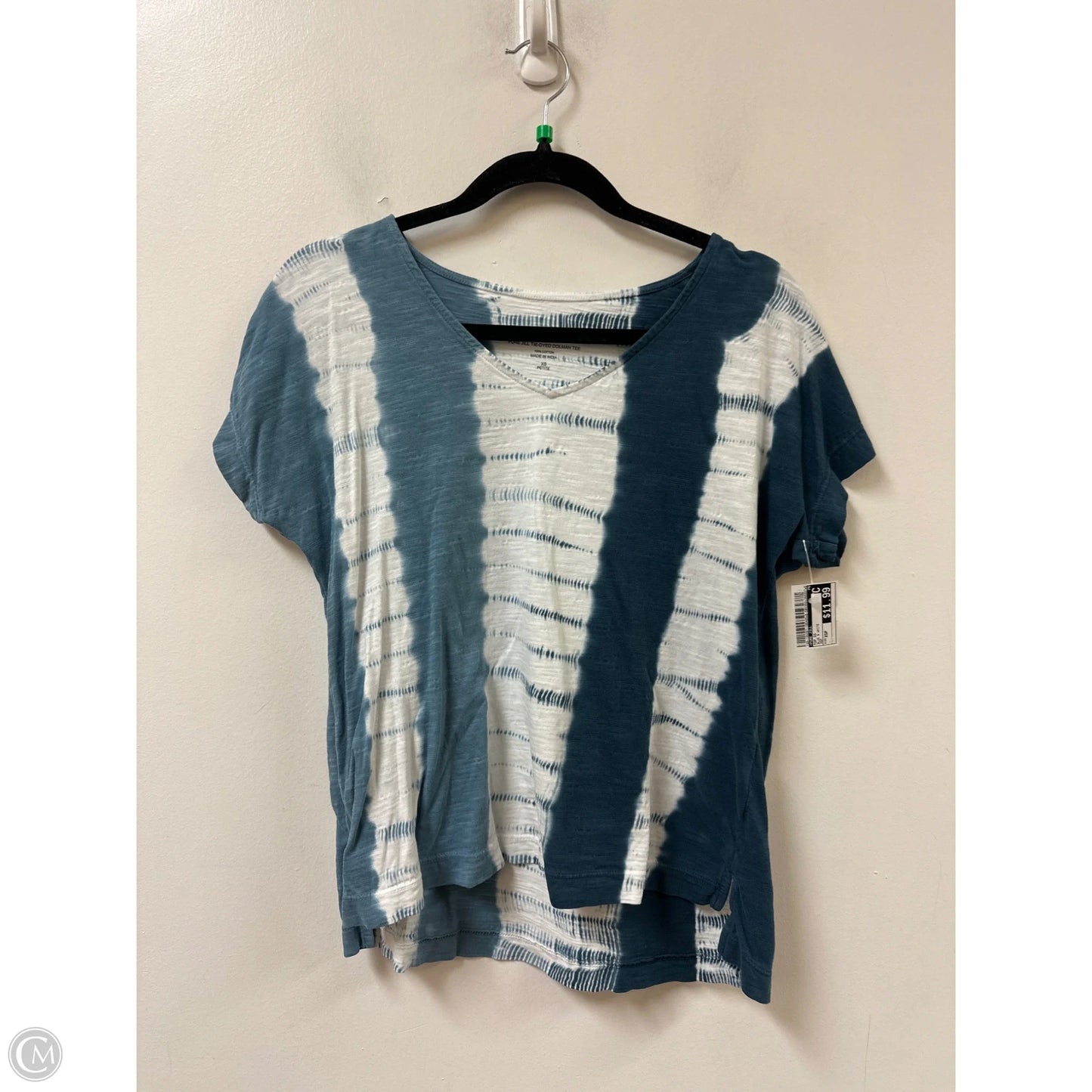 Top Short Sleeve By Pure Jill In Blue & White, Size: Xsp