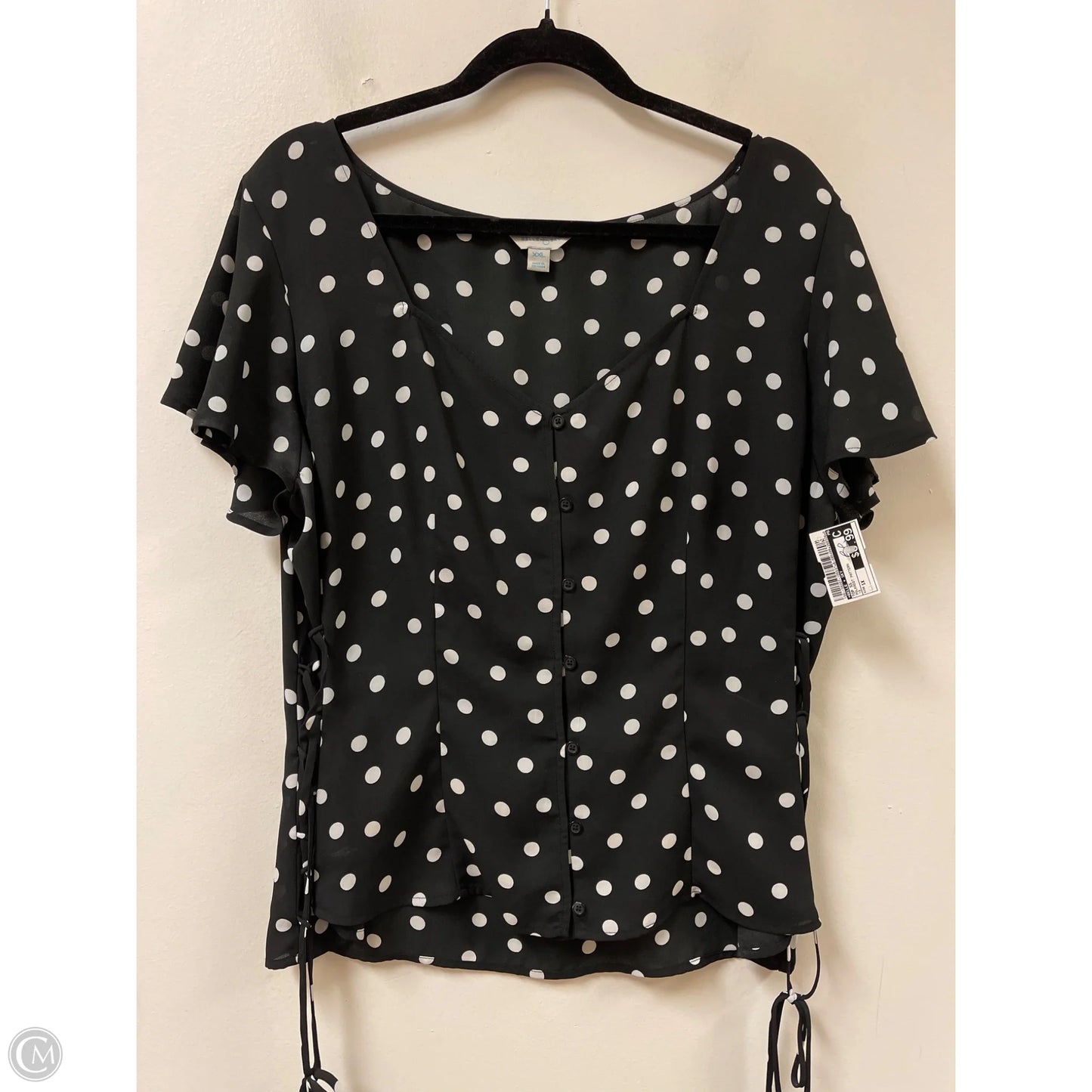 Top Short Sleeve By Belle + Sky In Polkadot Pattern, Size: 1x