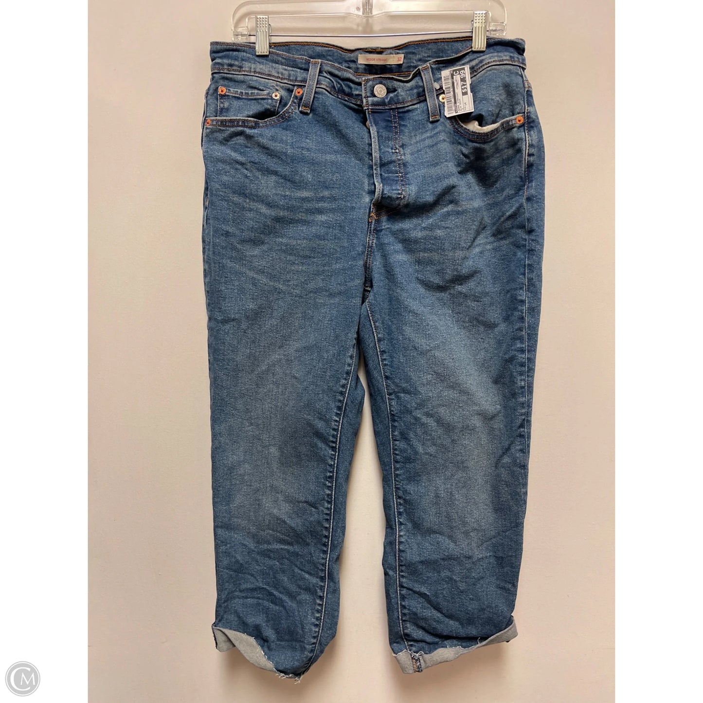 Jeans Straight By Levis In Blue Denim, Size: 14