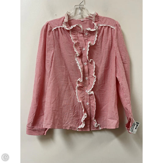 Blouse Long Sleeve By Clothes Mentor In Red & White, Size: M