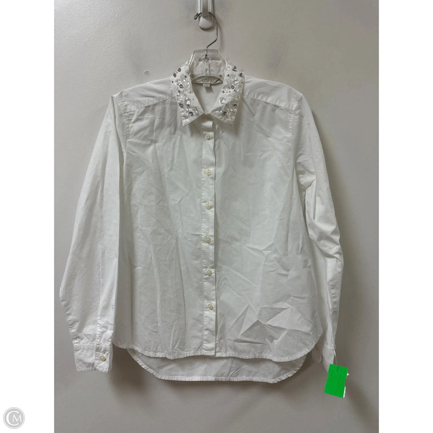 Blouse Long Sleeve By Loft In White, Size: Xs
