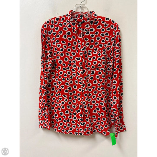 Blouse Long Sleeve By J. Crew In Black & Red, Size: S