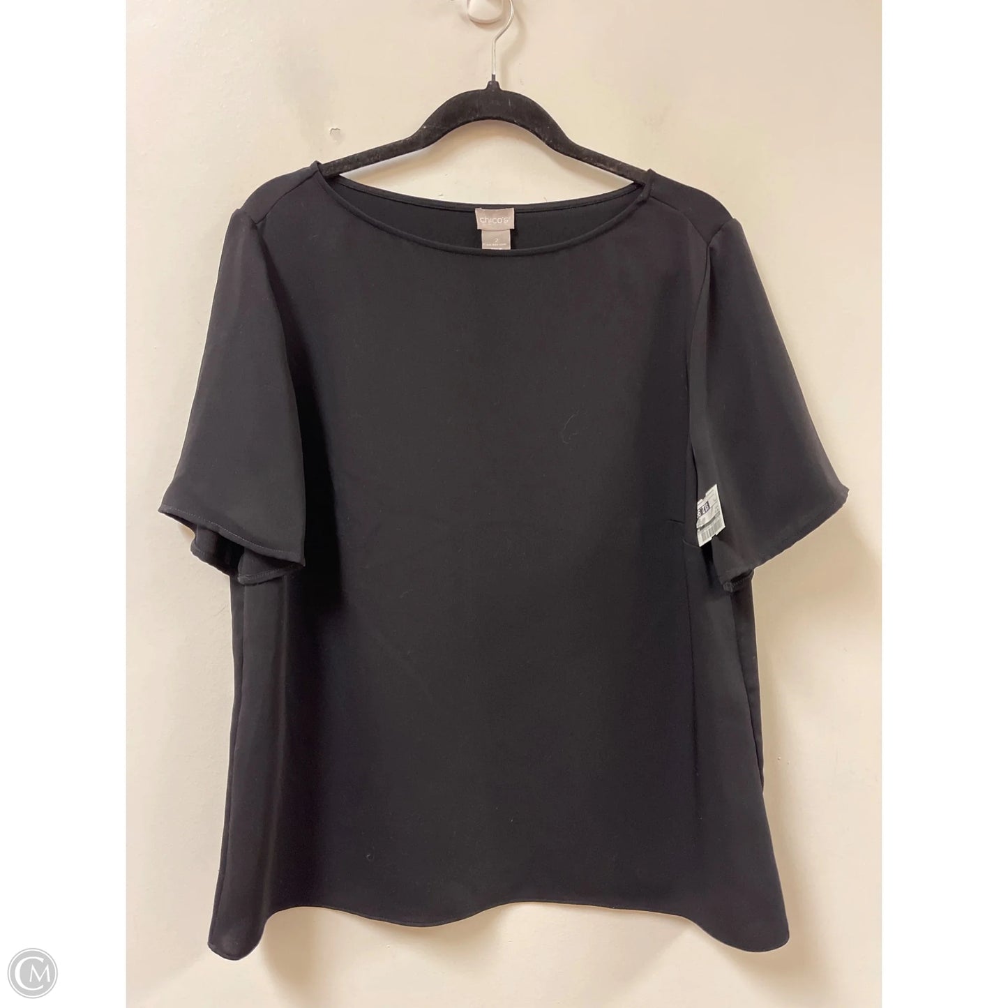 Top Short Sleeve By Chicos In Black, Size: L
