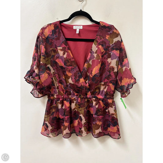 Top Short Sleeve By Sofia By Sofia Vergara In Floral Print, Size: L