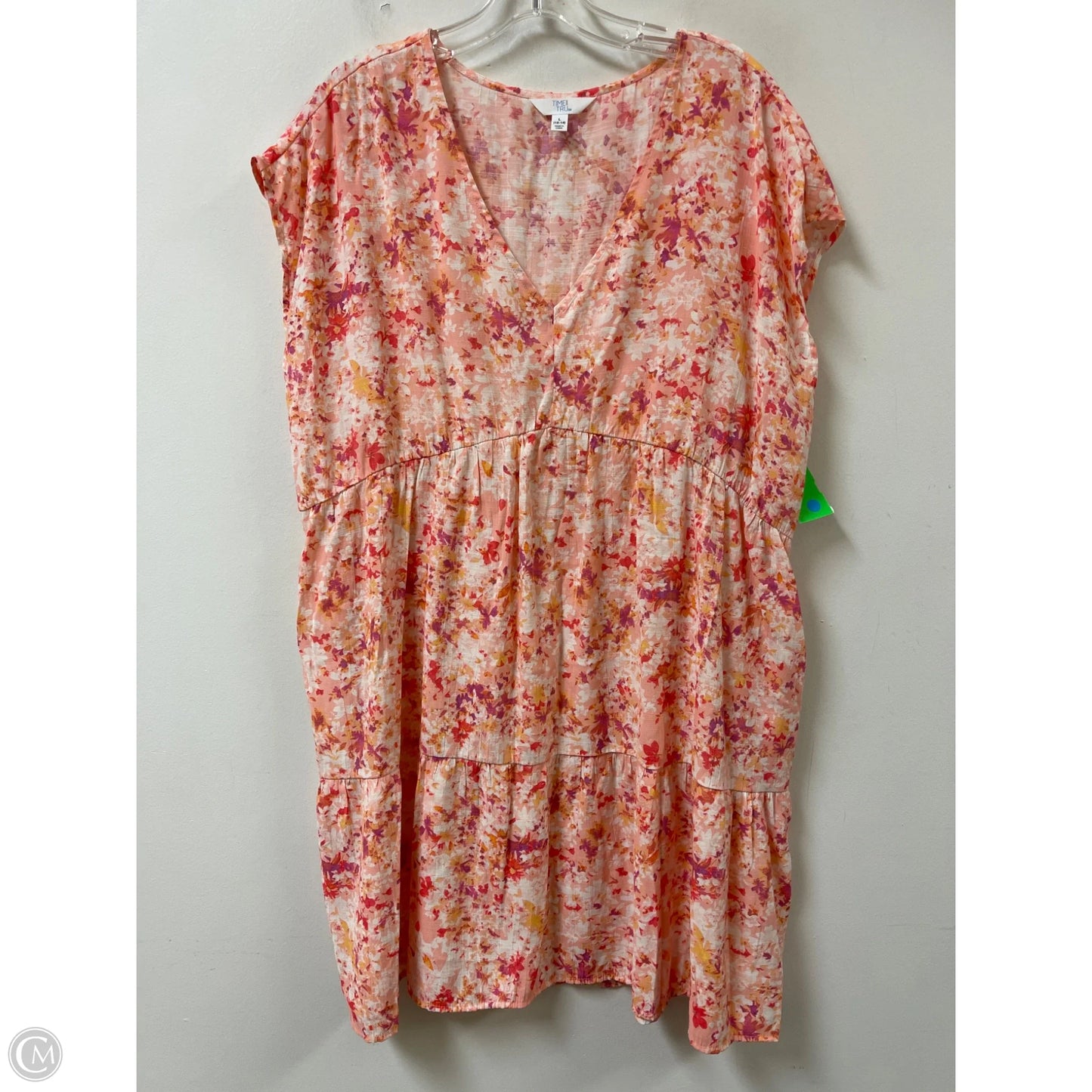 Dress Casual Short By Time And Tru In Orange & Pink, Size: L