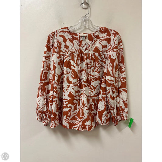 Top Long Sleeve By A New Day In Orange & White, Size: M
