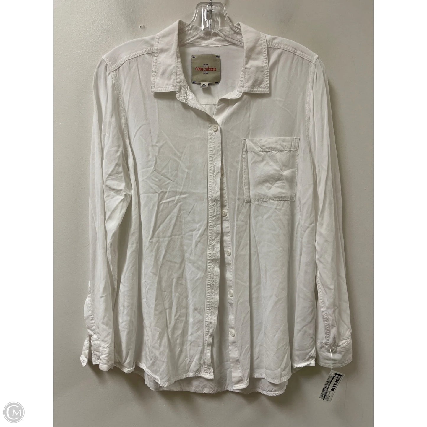 Blouse Long Sleeve By Clothes Mentor In White, Size: M