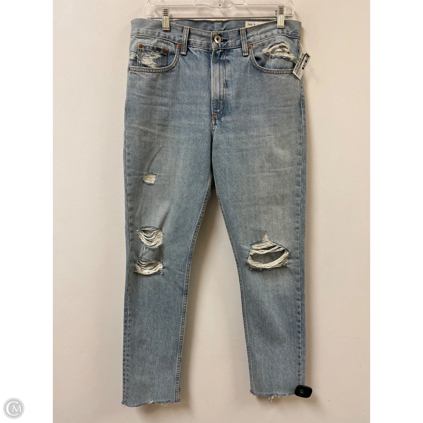 Jeans Straight By Rag And Bone In Blue Denim, Size: 8