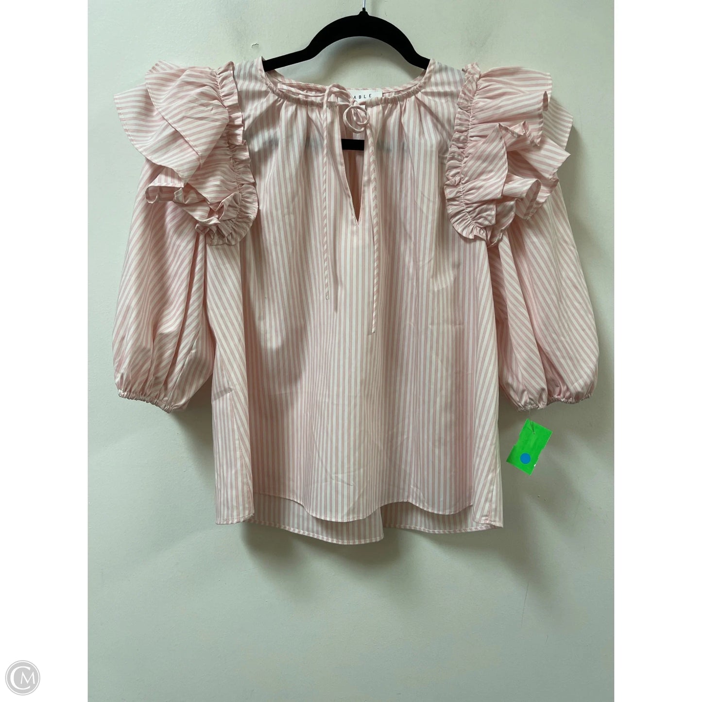 Top Short Sleeve By Mable In Pink & White, Size: S