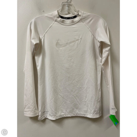 Athletic Top Long Sleeve Collar By Nike In White, Size: Xs
