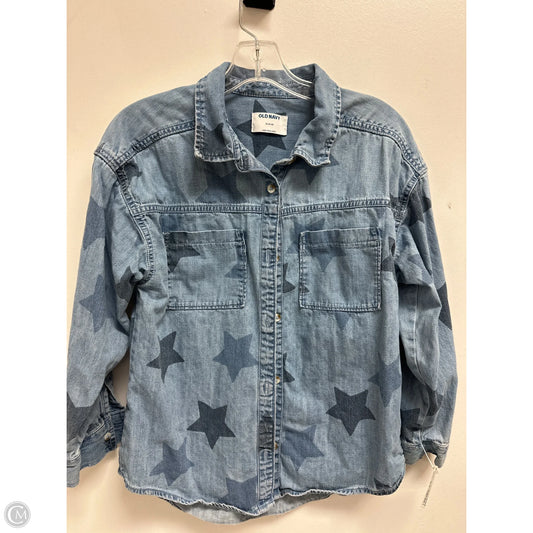 Blouse Long Sleeve By Old Navy In Blue Denim, Size: Xl