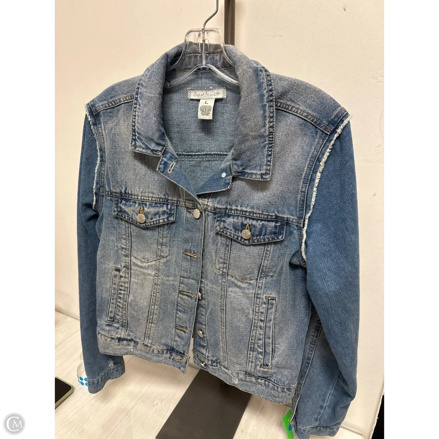 Jacket Denim By Clothes Mentor In Blue Denim, Size: L