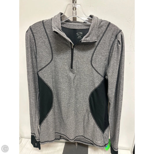 Athletic Top Long Sleeve Collar By Champion In Black & Grey, Size: M