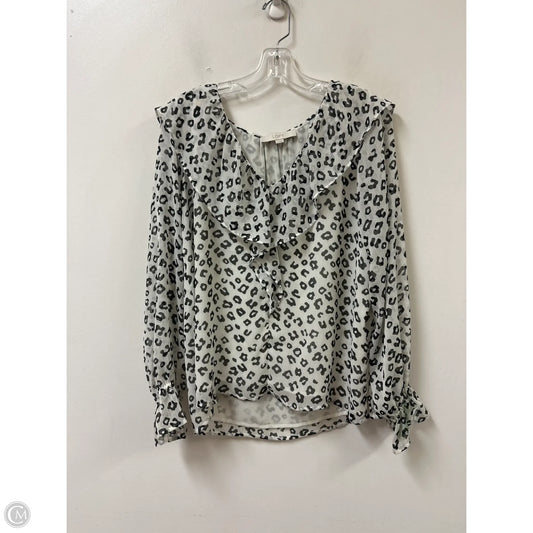 Top Long Sleeve By Loft In Black & White, Size: M