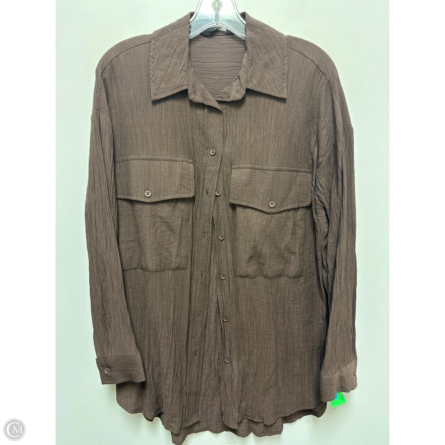 Blouse Long Sleeve By Clothes Mentor In Brown, Size: L