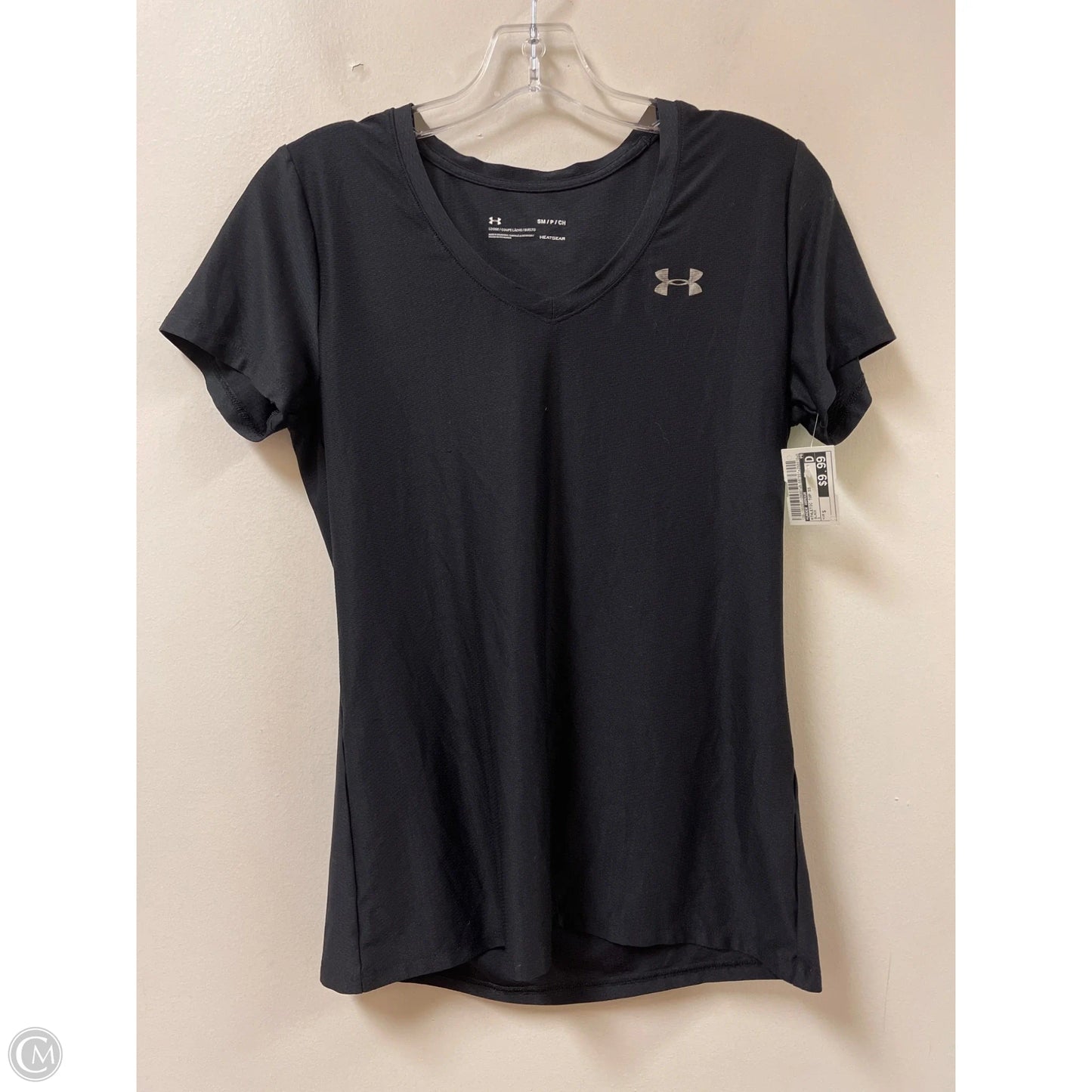 Athletic Top Short Sleeve By Under Armour In Black, Size: S