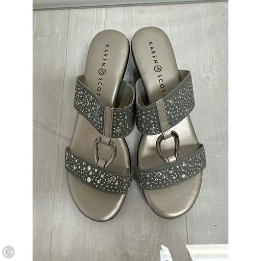 Sandals Heels Wedge By Karen Scott In Silver, Size: 8