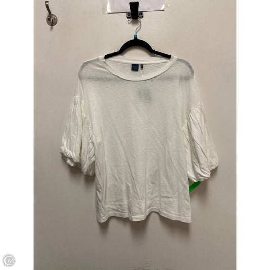 Top Short Sleeve By Kaari Blue In White, Size: L