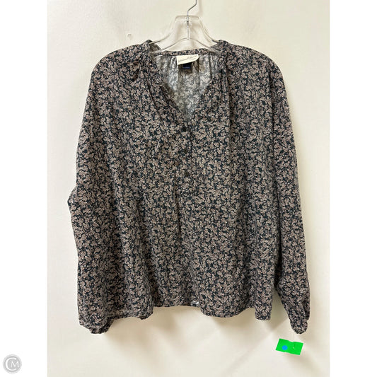 Top Long Sleeve By Universal Thread In Floral Print, Size: L