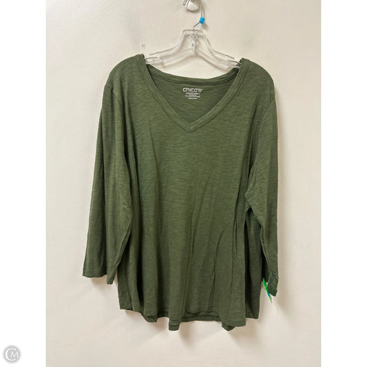 Top Long Sleeve By Chicos In Green, Size: 1x