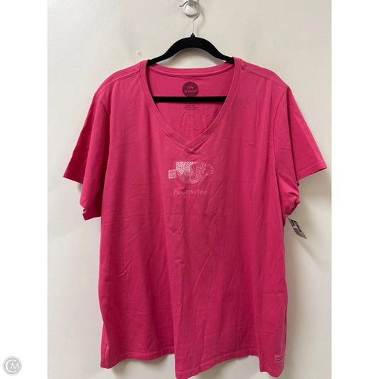 Top Short Sleeve By Life Is Good In Pink, Size: 1x