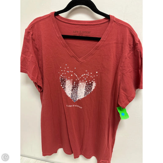Top Short Sleeve By Life Is Good In Red, Size: 1x